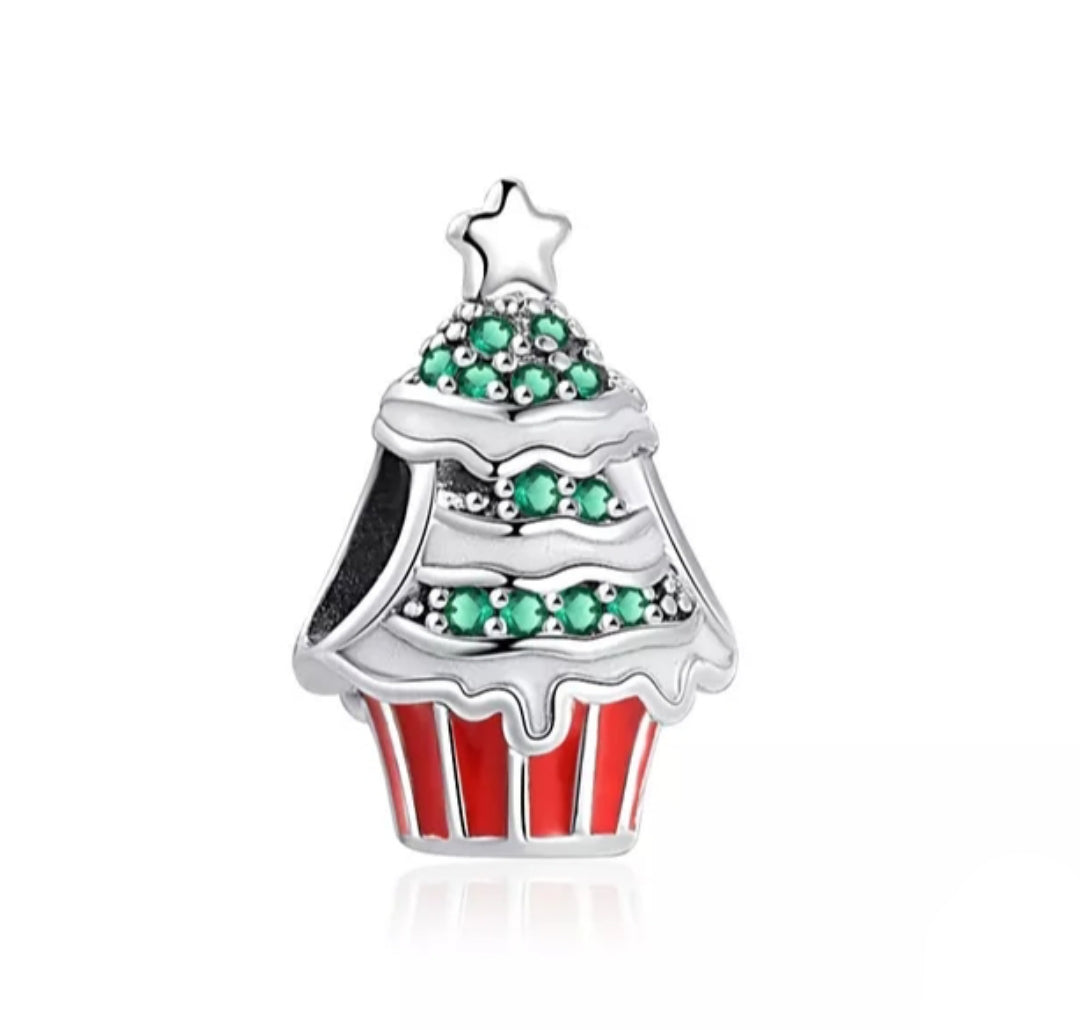 Charm Muffin navideño de plata s925 𝔼𝕟𝕥𝕣𝕖𝕘𝕒 𝕀𝕟𝕞𝕖𝕕𝕚𝕒𝕥𝕒
