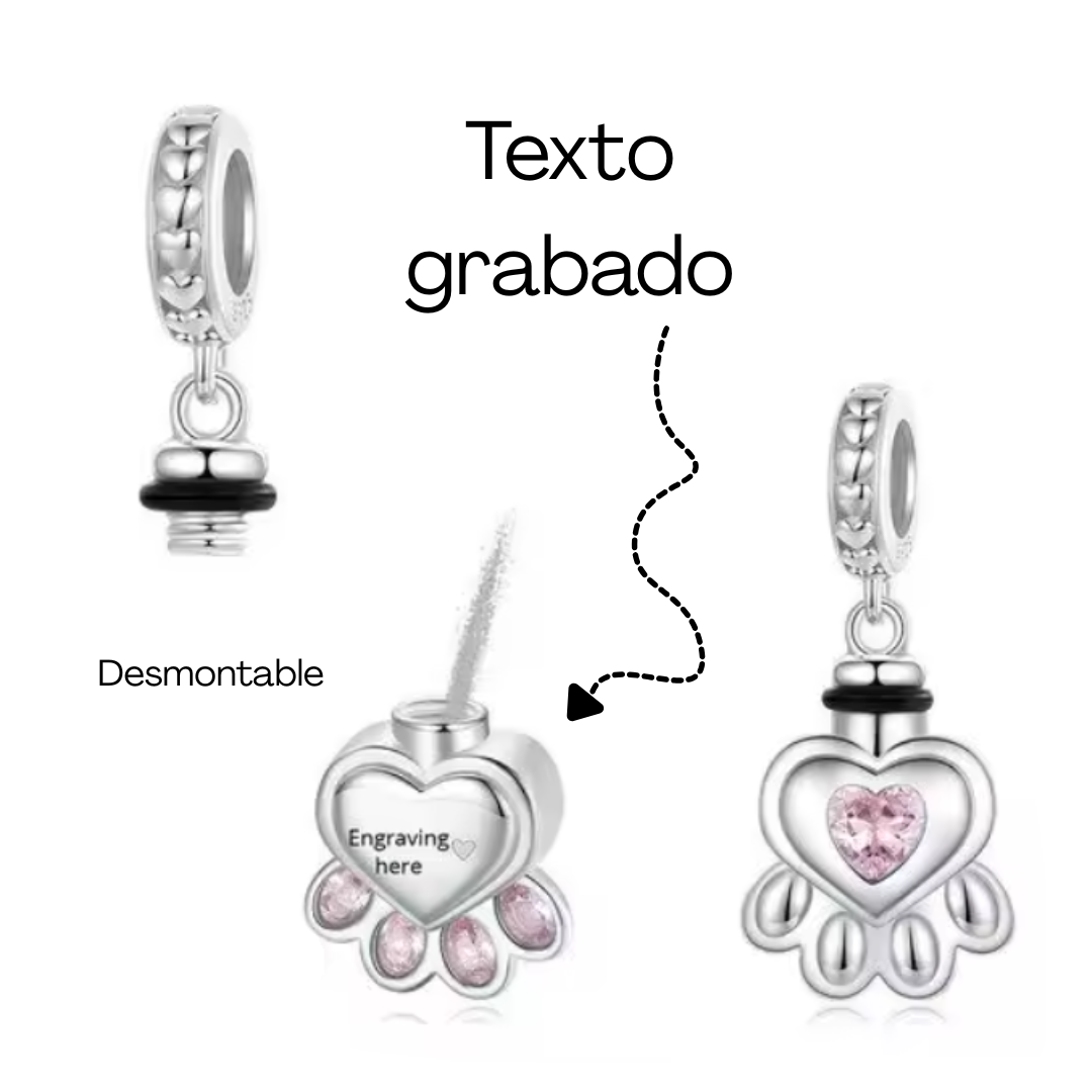 Charm personalizado relicario grabable (Recuerdo contigo) de plata s925