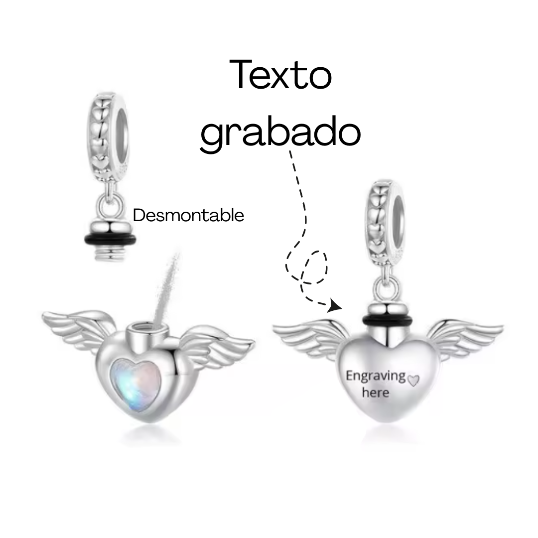 Charm personalizado relicario grabable (Recuerdo contigo) de plata s925