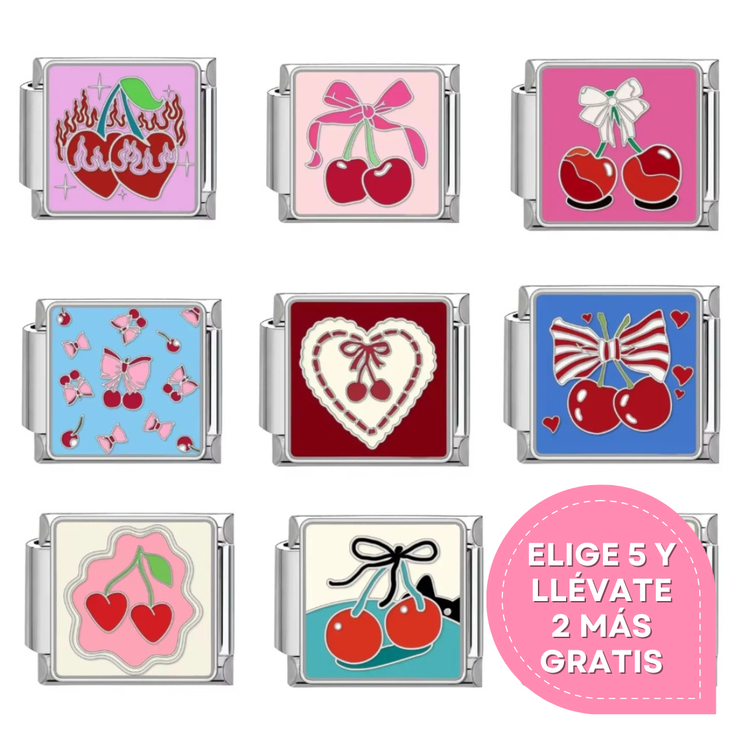 Charms Italianos de Cerezas y Moños
