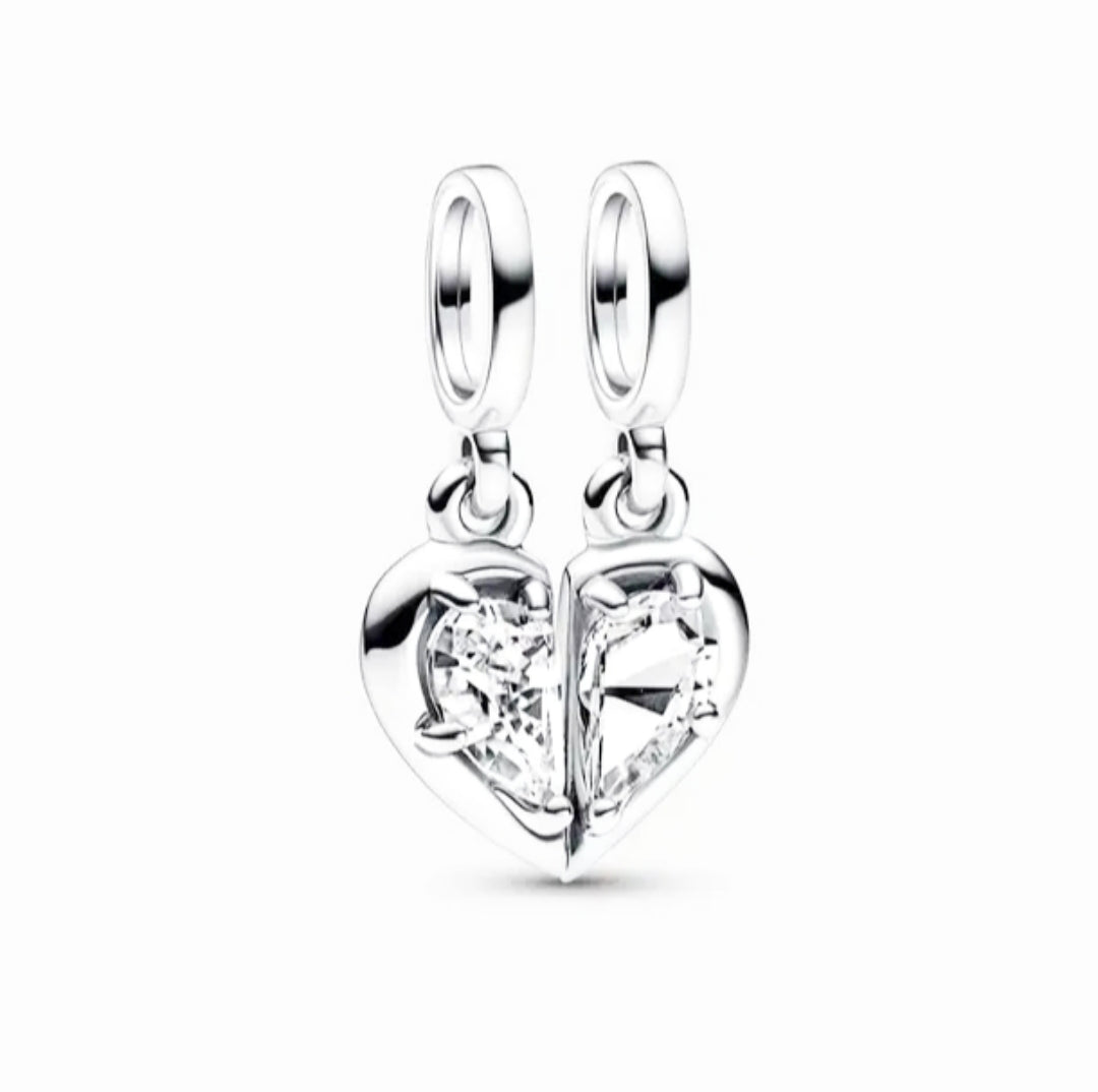 Charm Corazón madre e hija a duo de plata s925