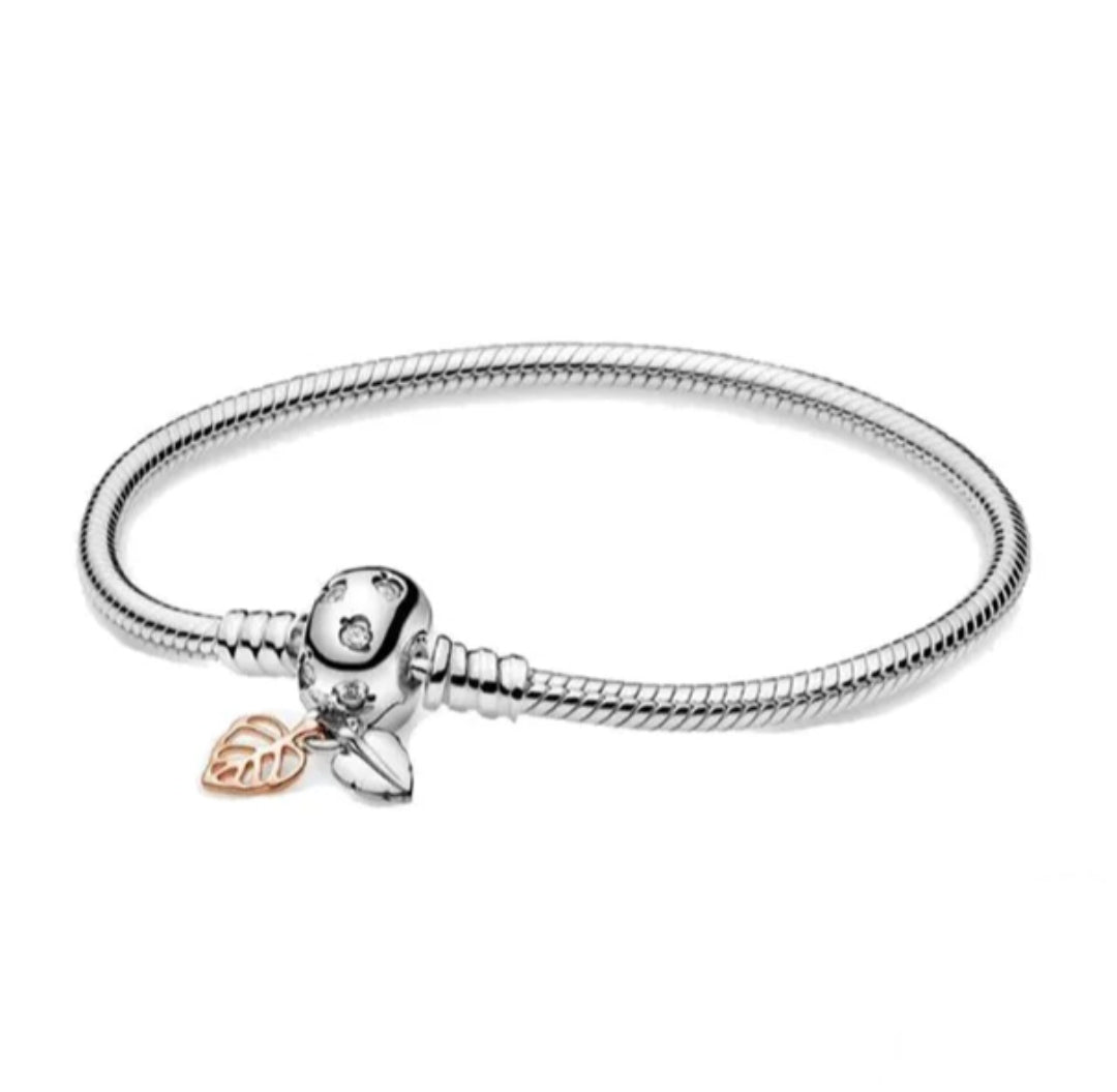 Brazalete broche Naturaleza hoja Rose gold