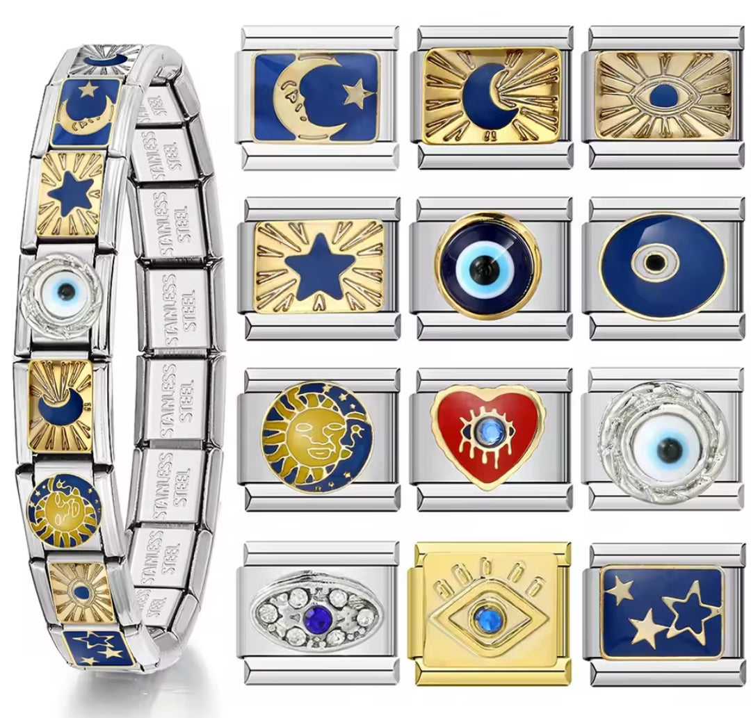 Charms italianos de estrellas y luna bohemia