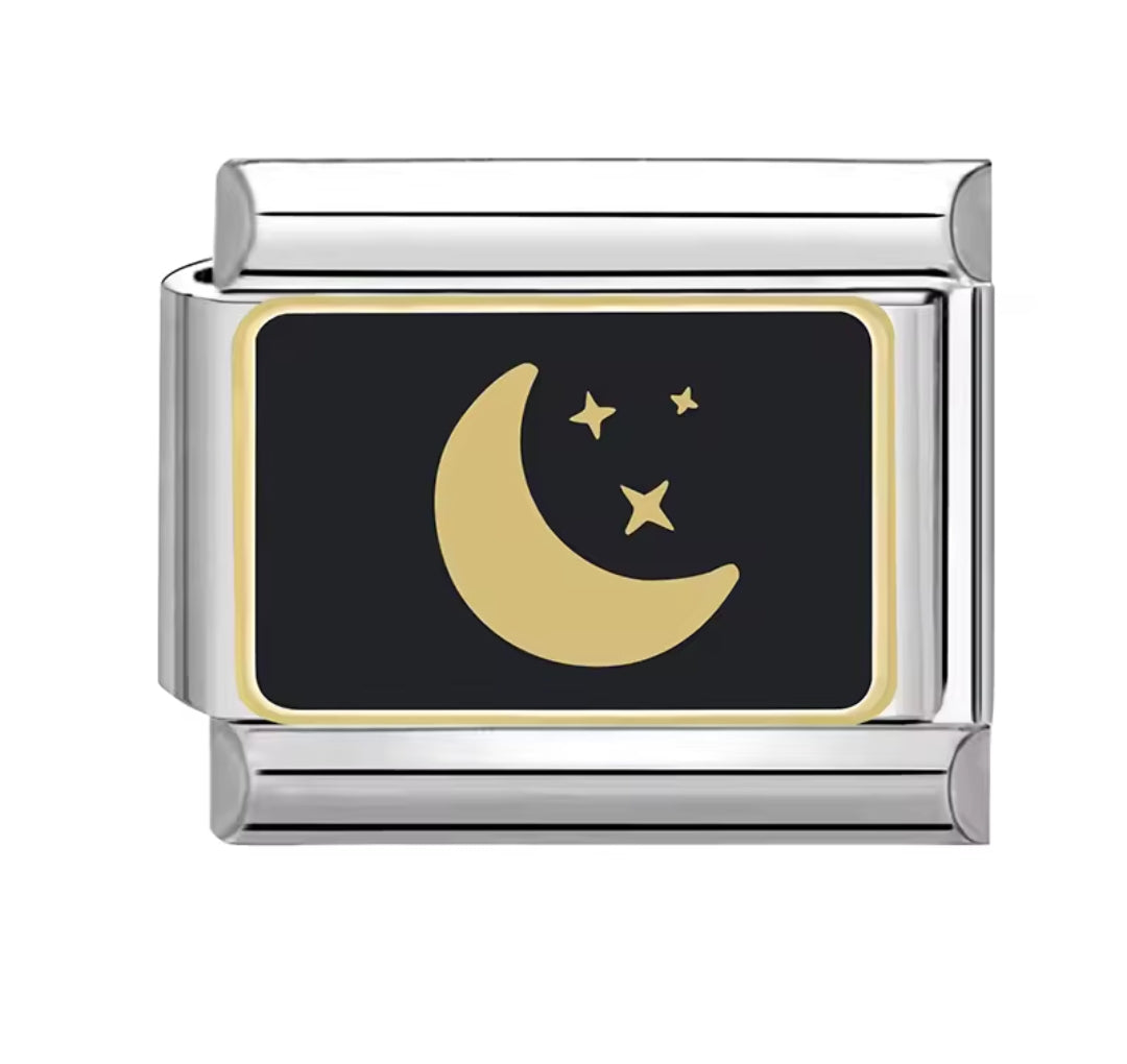 Charms italianos de estrellas y luna bohemia