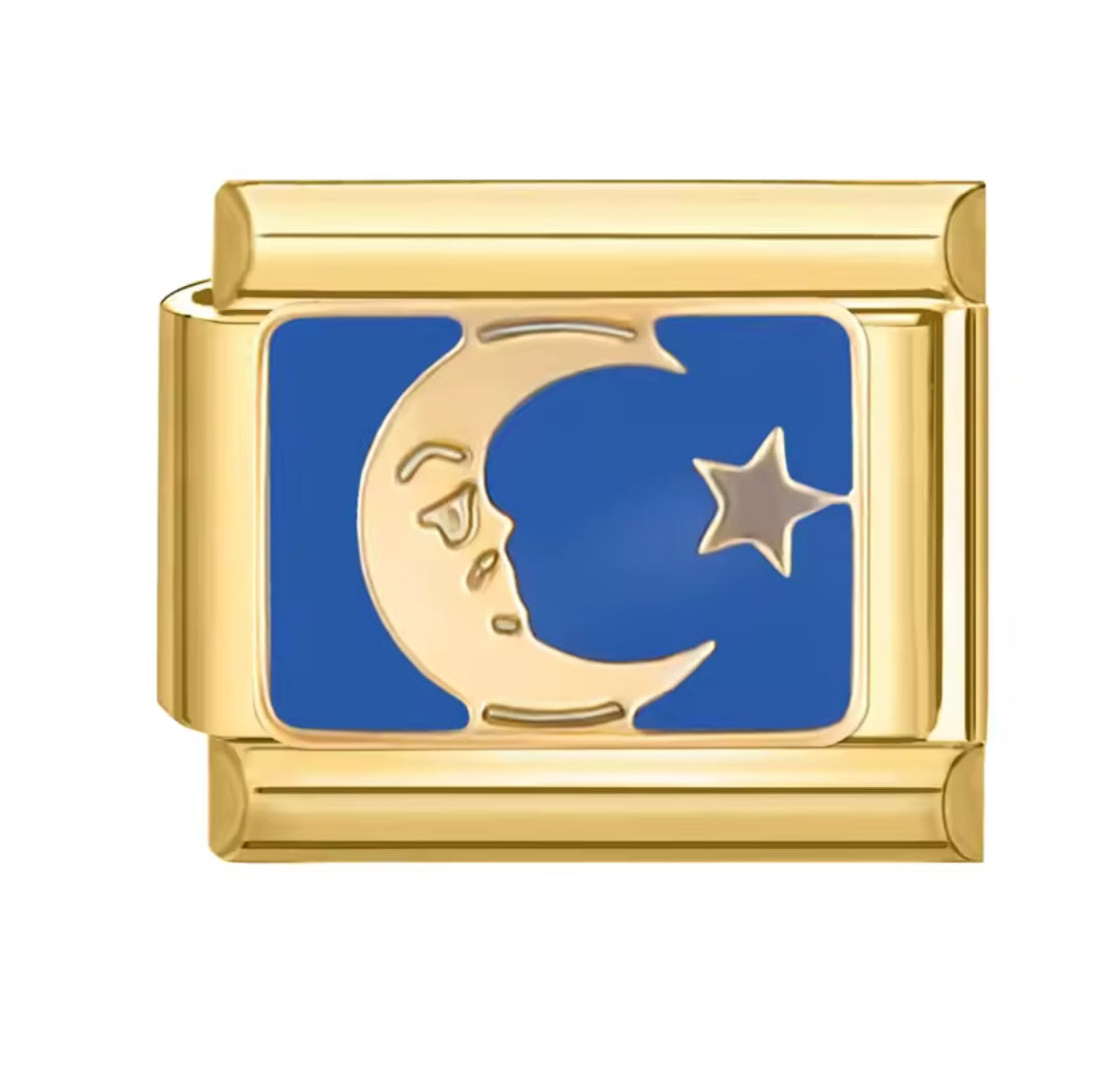 Charms italianos de estrellas y luna bohemia