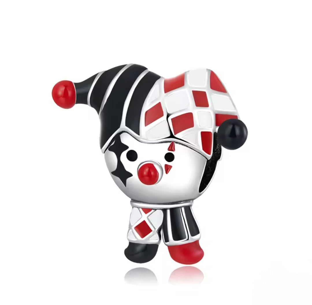 Charm Arlequín blanco y negro de plata s925