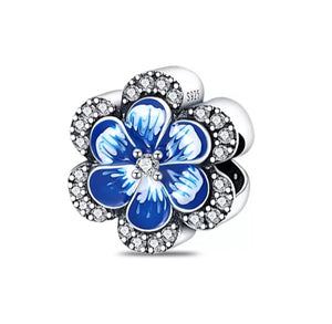 Plata De Ley 925 Ronda Floral Flor CZ Pulsera Con